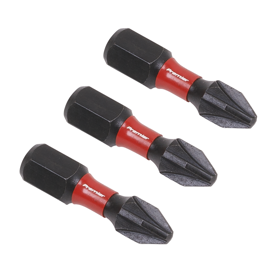 Sealey AK8208 3pc 25mm Pozi #2 Impact Power Tool Bit Set