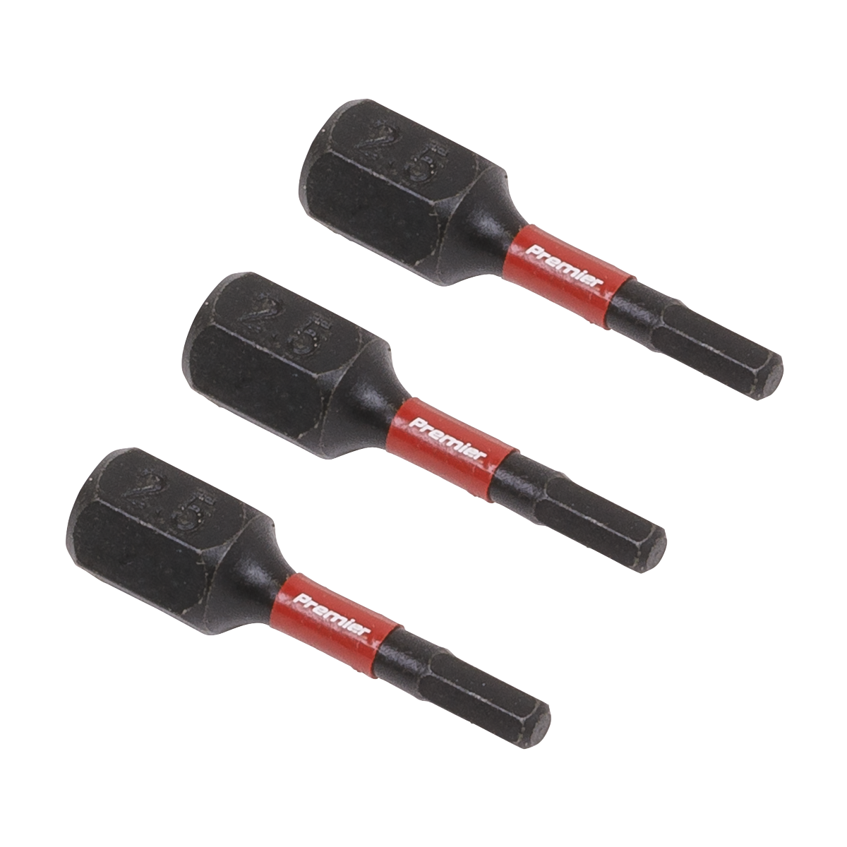 Sealey AK8210 3pc 25mm Hex 2.5mm Impact Power Tool Bit Set
