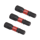 Sealey AK8213 3pc 25mm Hex 5mm Impact Power Tool Bit Set