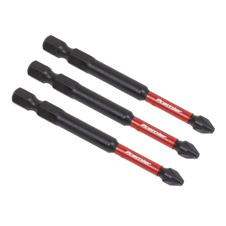 Sealey AK8258 3pc 75mm Pozi #2 Impact Power Tool Bit Set