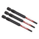 Sealey AK8261 3pc 75mm Hex 3mm Impact Power Tool Bit Set