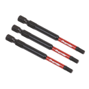 Sealey AK8262 3pc 75mm Hex 4mm Impact Power Tool Bit Set
