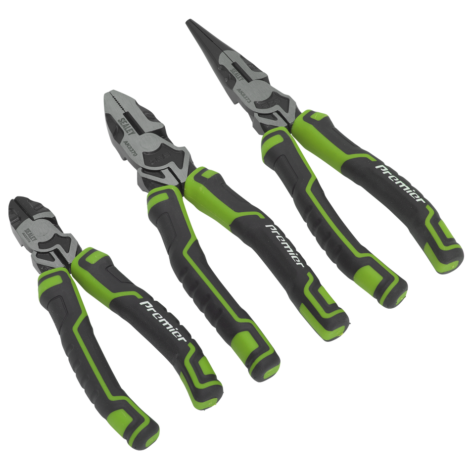Sealey AK8376HV 3pc High Leverage Pliers Set - Hi-Vis Green