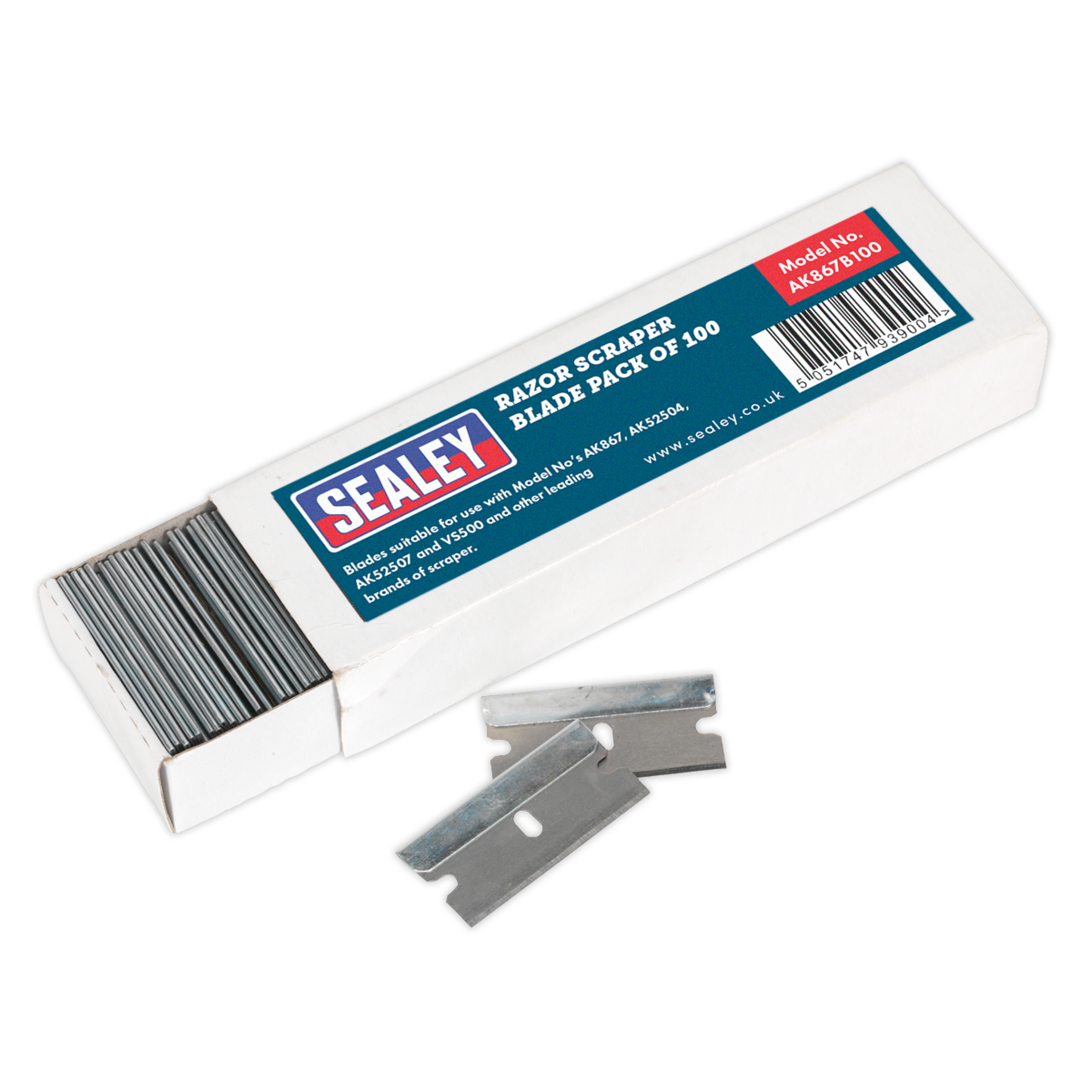 Sealey AK867B100 Razor Scraper Blade - Pack of 100