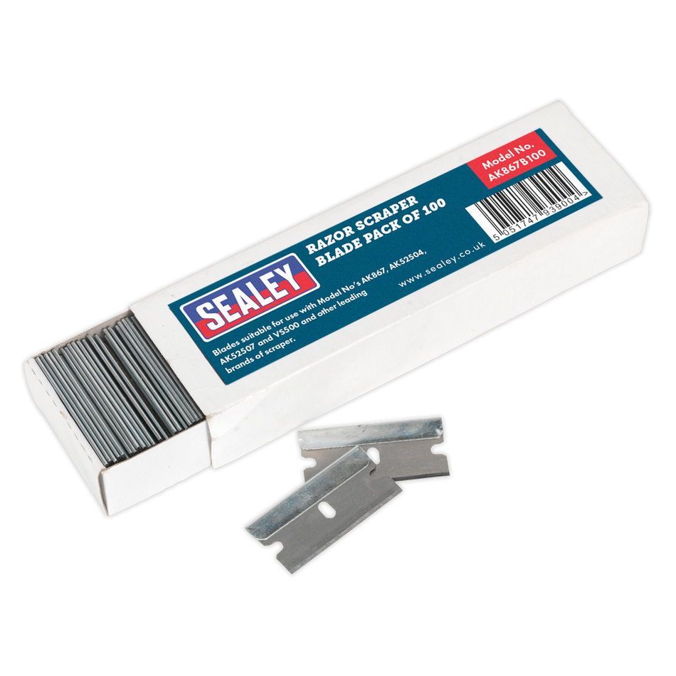 Sealey AK867B100 Razor Scraper Blade - Pack of 100