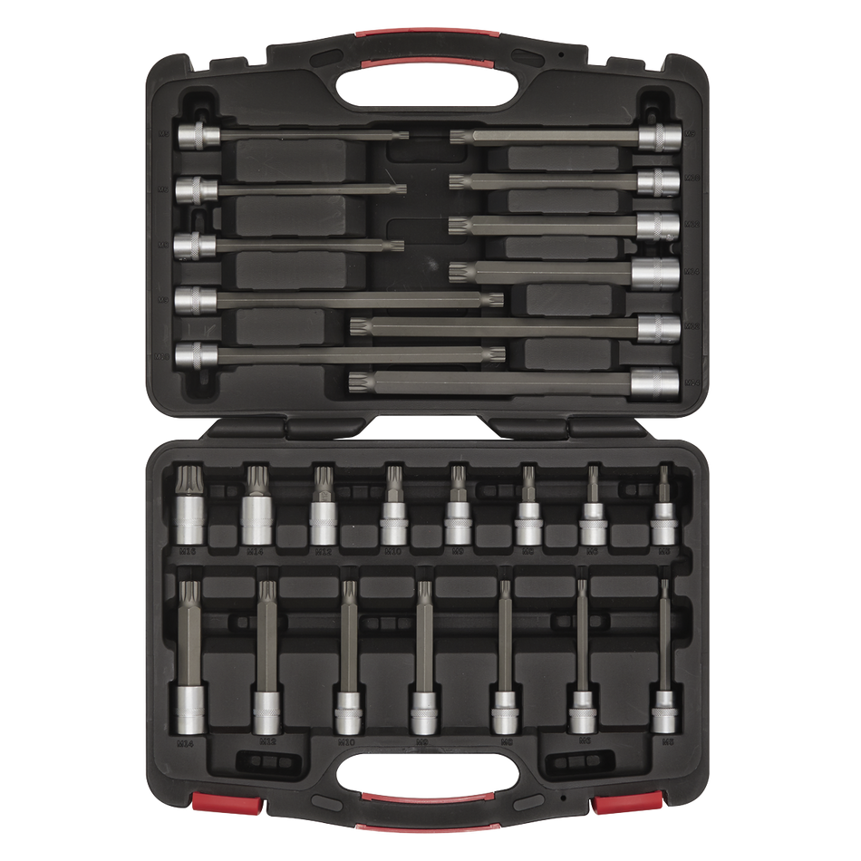 Sealey AK89002 26pc 3/8"Sq Drive Spline Socket Bit Set - Platinum Series