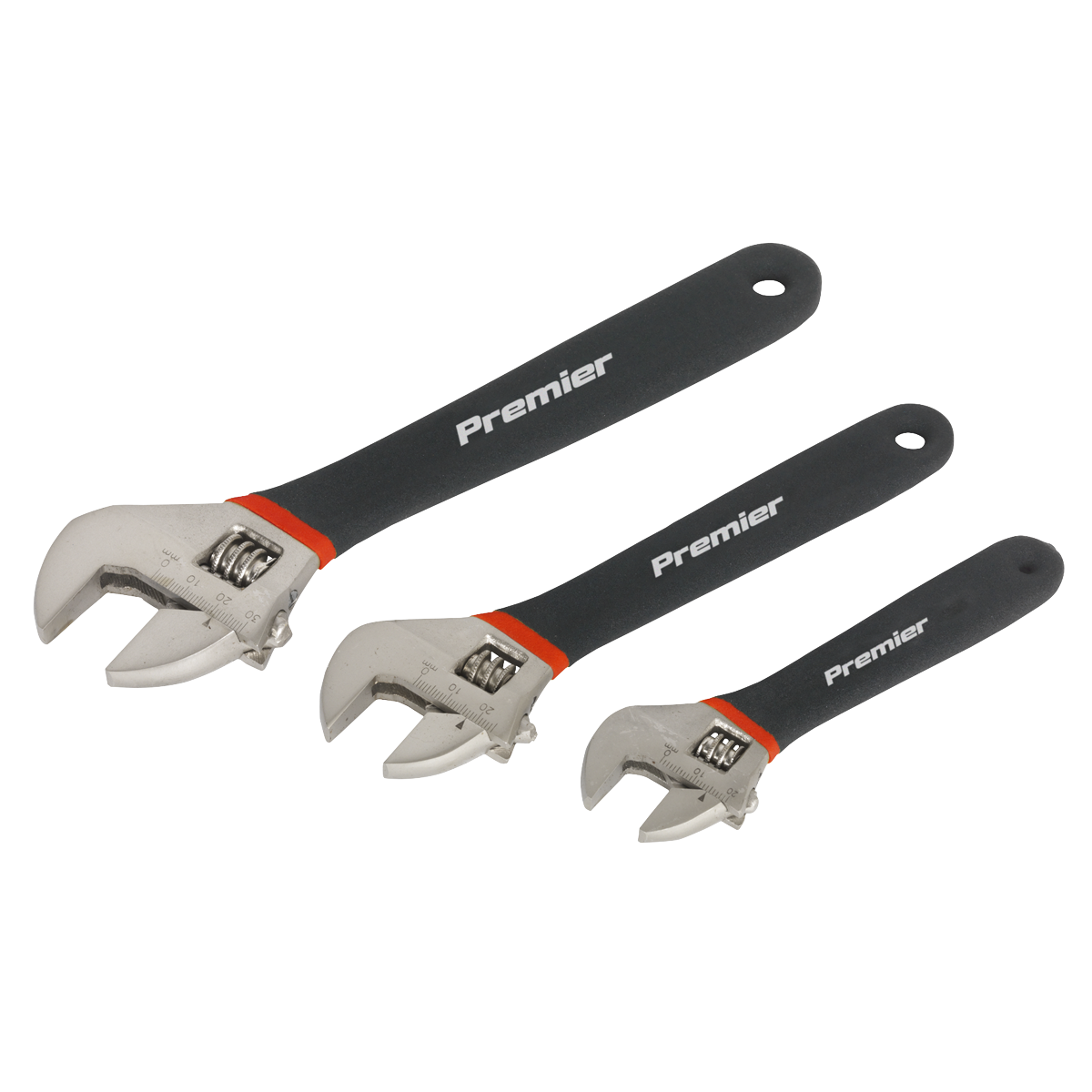Sealey AK907 3pc Adjustable Wrench Set Ni-Fe Finish