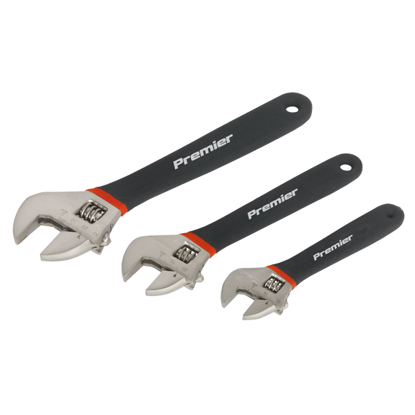 Sealey AK907 3pc Adjustable Wrench Set Ni-Fe Finish