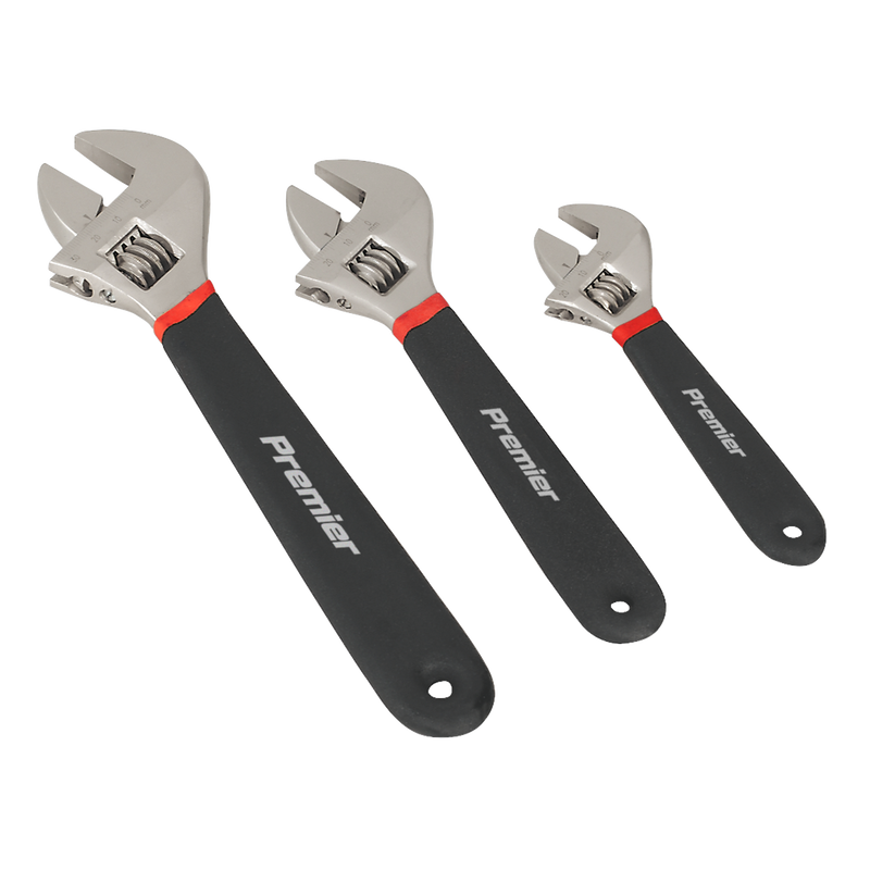 Sealey AK907 3pc Adjustable Wrench Set Ni-Fe Finish