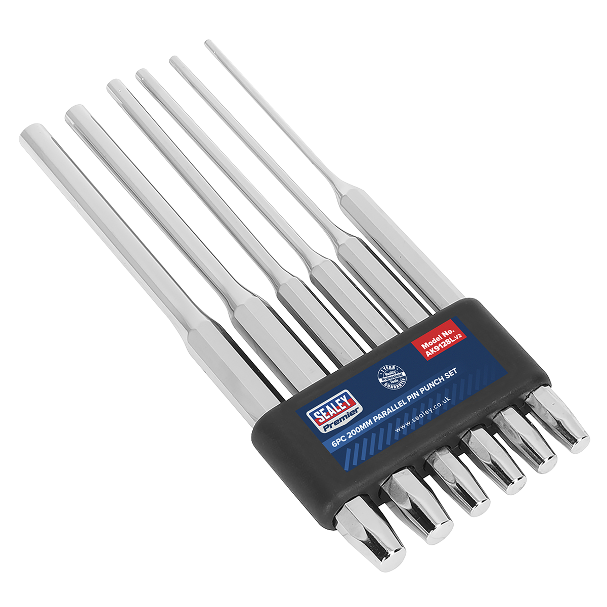 Sealey AK9128L 6pc 200mm Parallel Pin Punch Set