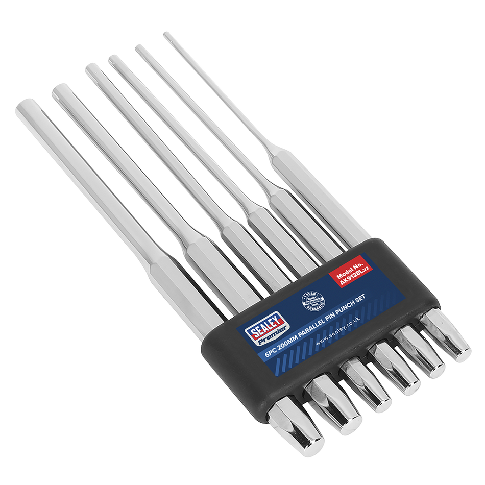 Sealey AK9128L 6pc 200mm Parallel Pin Punch Set