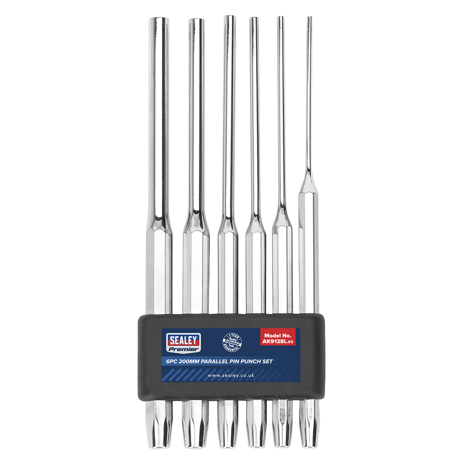 Sealey AK9128L 6pc 200mm Parallel Pin Punch Set