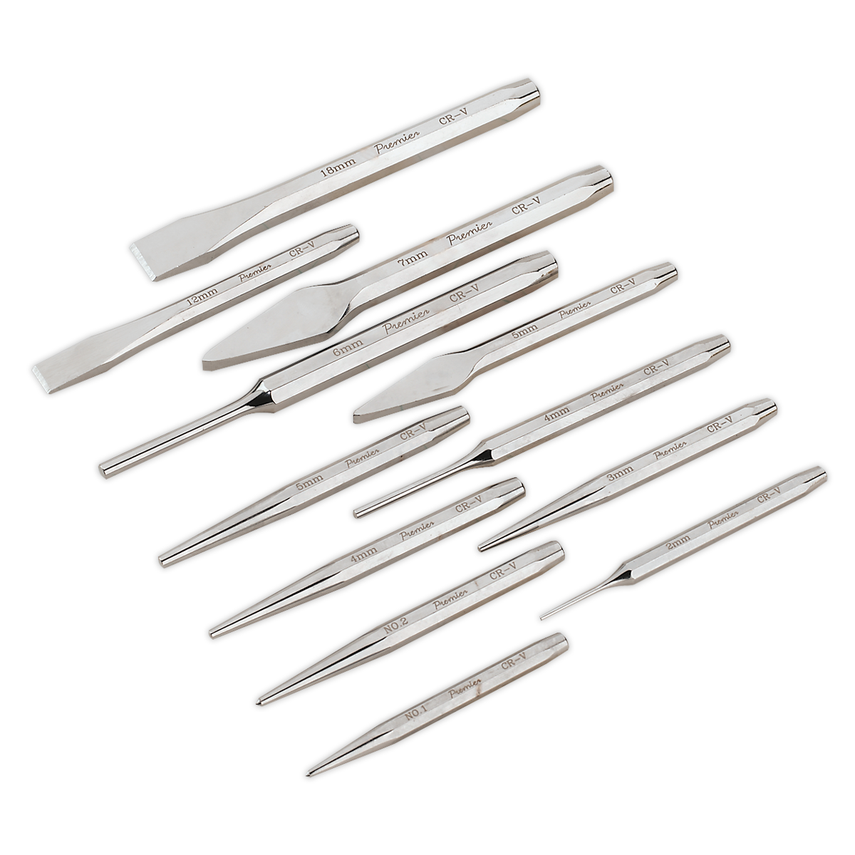 Sealey AK9129 12pc Punch & Chisel Set