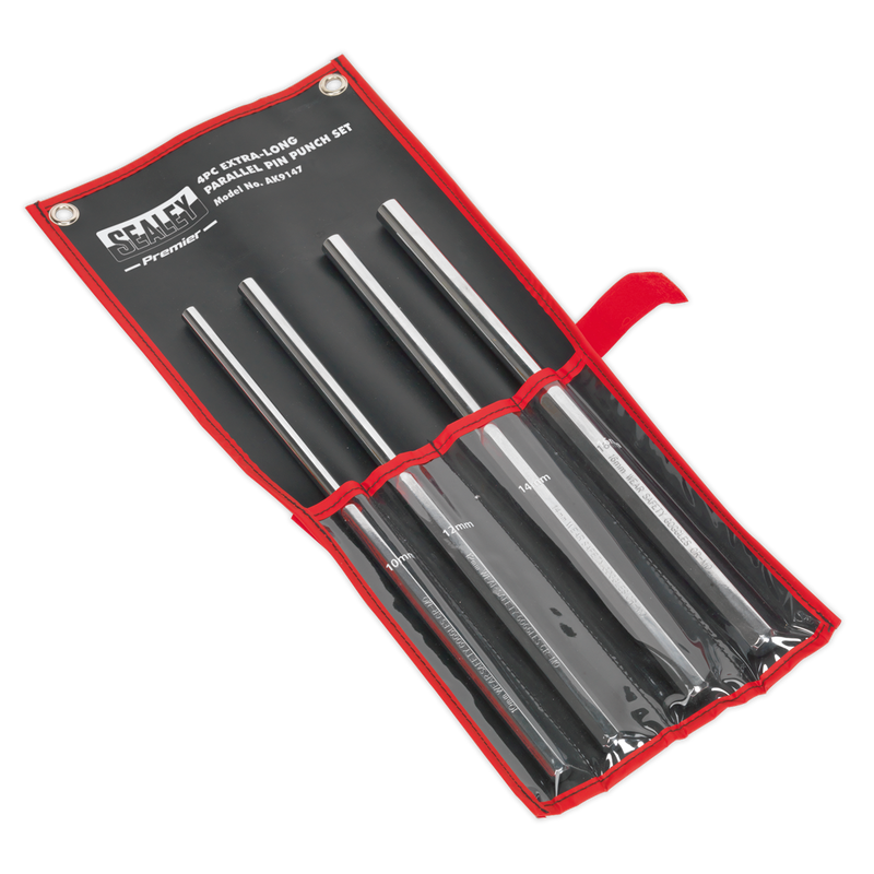 Sealey AK9147 4pc 350mm Extra-Long Parallel Pin Punch Set