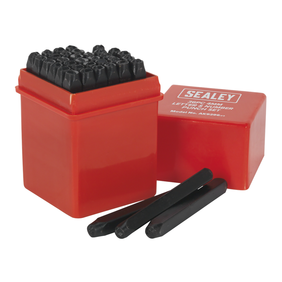 Sealey AK9296 36pc 4mm Letter & Number Punch Set