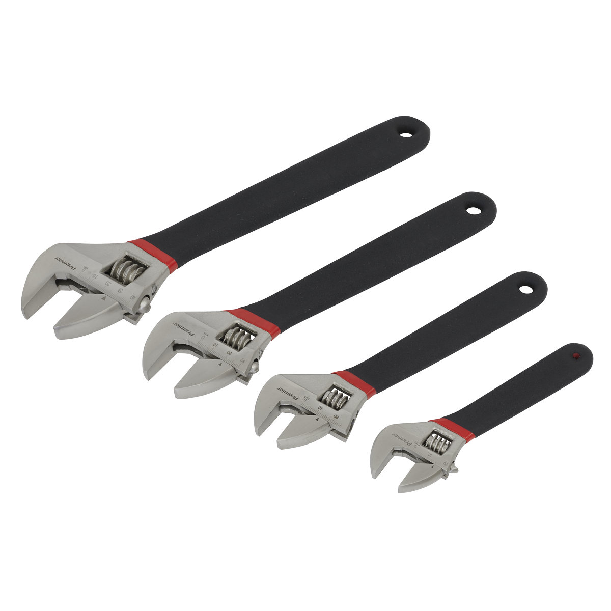 Sealey AK9935 4pc Adjustable Wrench Set Ni-Fe Finish