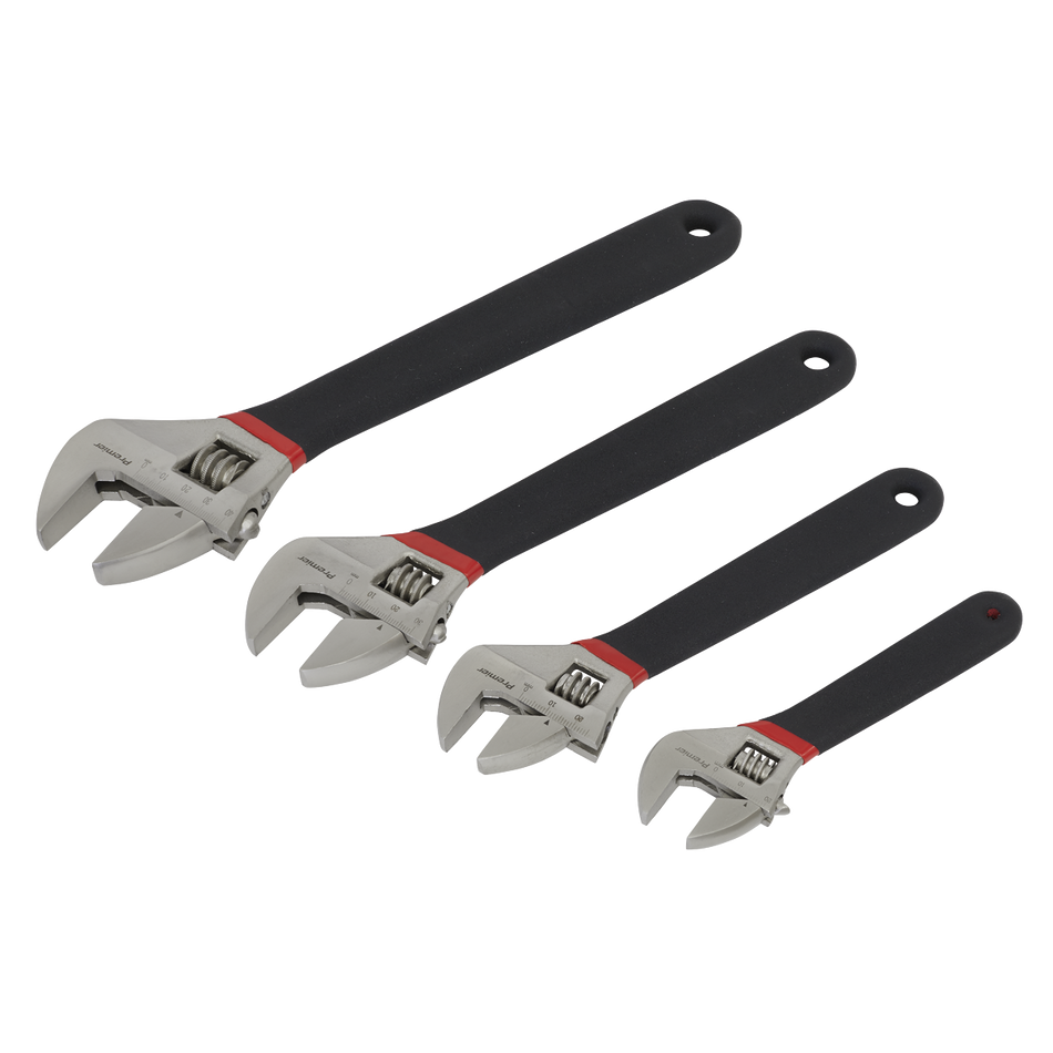 Sealey AK9935 4pc Adjustable Wrench Set Ni-Fe Finish