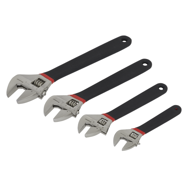 Sealey AK9935 4pc Adjustable Wrench Set Ni-Fe Finish