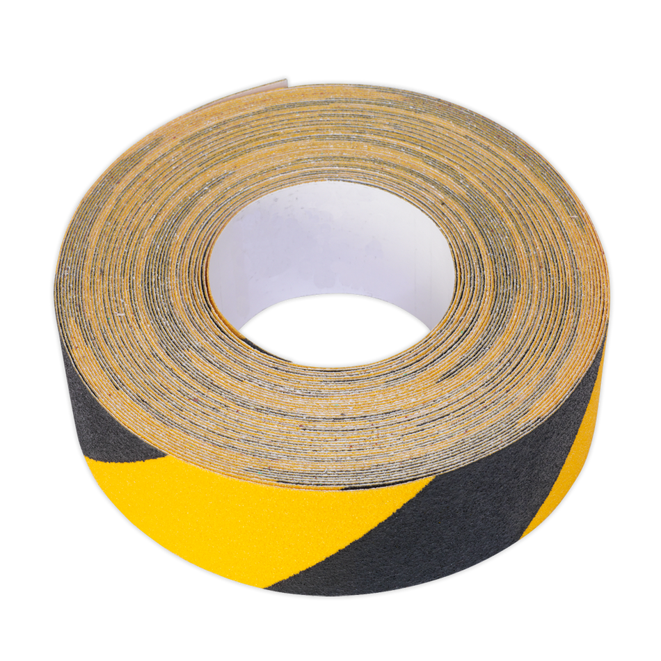 Sealey ANTBY18 50mm x 18m Black & Yellow Self-Adhesive Anti-Slip Tape