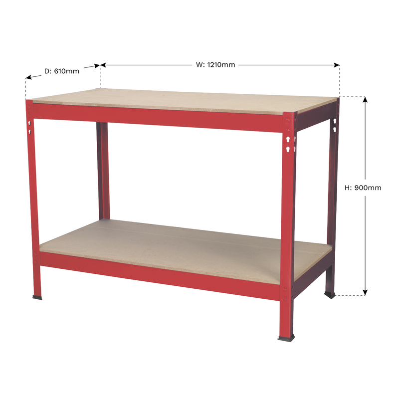 Sealey AP1210 1.2m Steel Workbench with Wooden Top