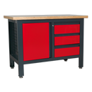 Sealey AP1372B Workstation with 3 Drawers & Cupboard