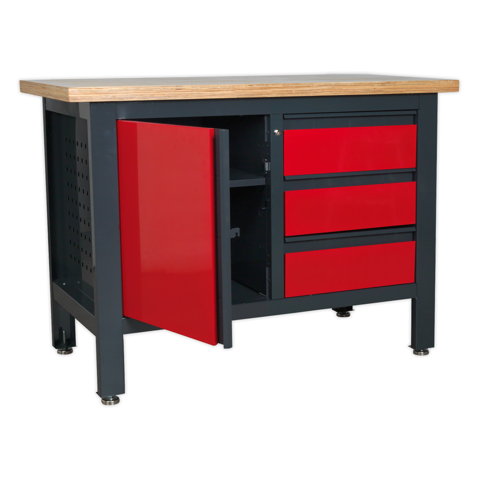 Sealey AP1372B Workstation with 3 Drawers & Cupboard