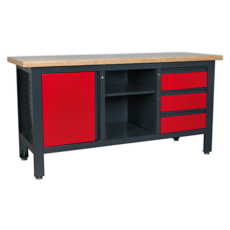 Sealey AP1905B Workstation with 3 Drawers, 1 Cupboard & Open Storage