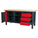 Sealey AP1905B Workstation with 3 Drawers, 1 Cupboard & Open Storage