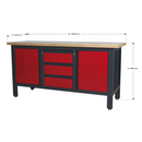 Sealey AP1905C Workstation with 3 Drawers & 2 Cupboards