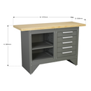 Sealey AP2030BB Heavy-Duty Workbench with 5 Drawers