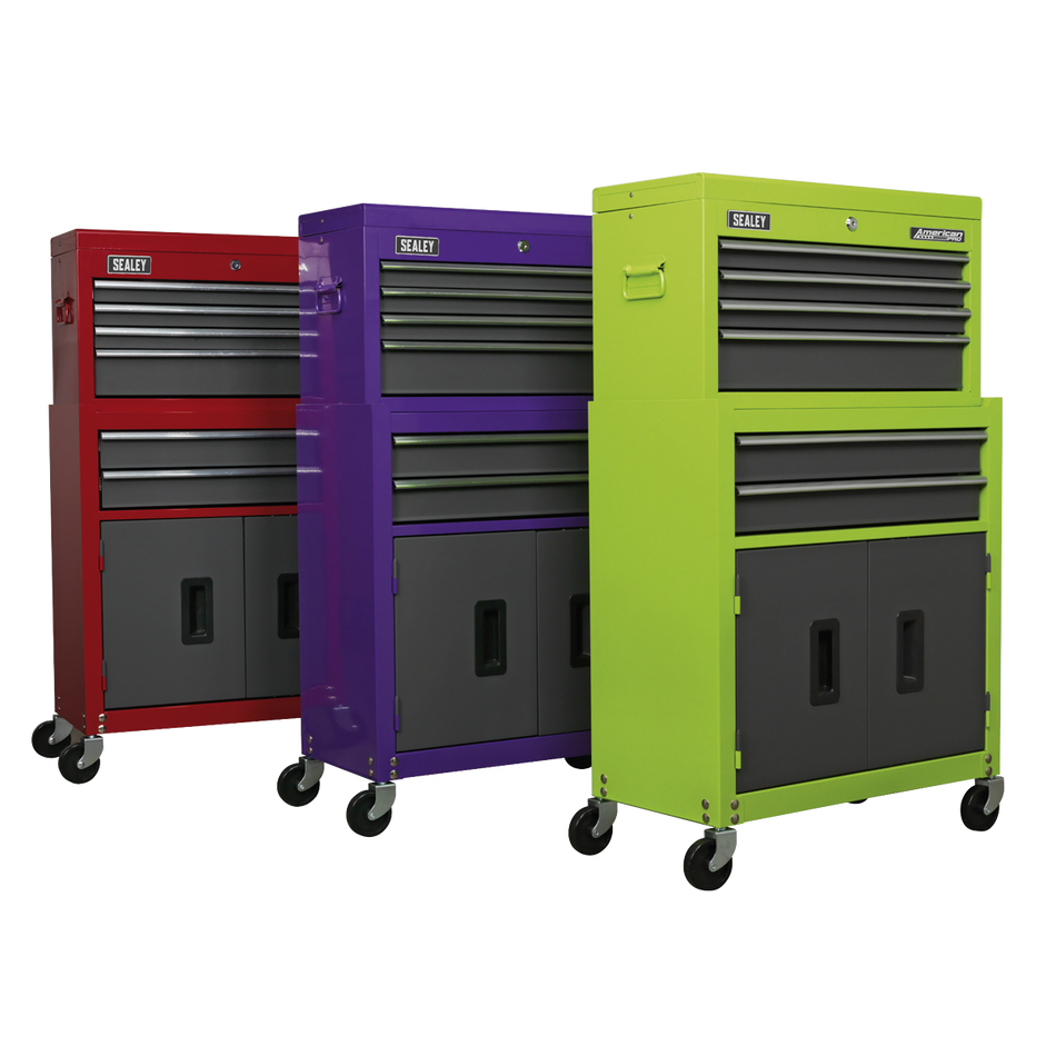 Sealey AP2200BB 6 Drawer Topchest & Rollcab Combination with Ball-Bearing Slides - Red/Grey