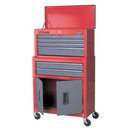 Sealey AP2200BB 6 Drawer Topchest & Rollcab Combination with Ball-Bearing Slides - Red/Grey