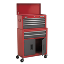 Sealey AP2200BB 6 Drawer Topchest & Rollcab Combination with Ball-Bearing Slides - Red/Grey