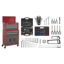 Sealey AP2200BBCOMBO 6 Drawer Topchest & Rollcab Combination with Ball-Bearing Slides & 128pc Tool Kit