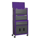Sealey AP2200BBCPSTACK Topchest, Mid-Box & Rollcab 9 Drawer Stack - Purple