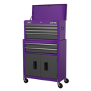 Sealey AP2200BBCP 6 Drawer Topchest & Rollcab Combination with Ball-Bearing Slides - Purple/Grey
