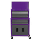 Sealey AP2200BBCP 6 Drawer Topchest & Rollcab Combination with Ball-Bearing Slides - Purple/Grey