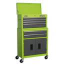 Sealey AP2200BBHVSTACK 9 Drawer Topchest, Mid-Box & Rollcab Stack - Hi-Vis Green
