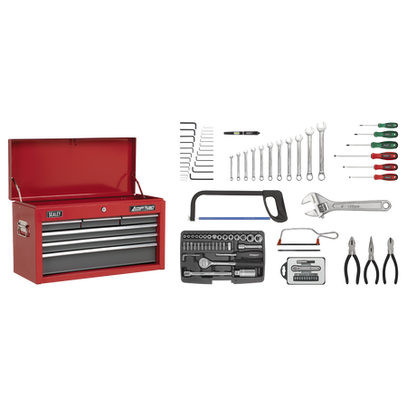 Sealey AP2201BBCOMBO 6 Drawer Topchest with Ball-Bearing Slides & 98pc Tool Kit