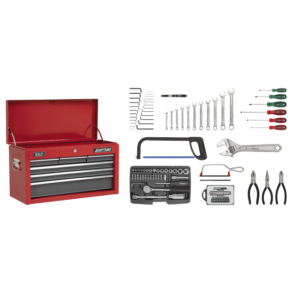 Sealey AP2201BBCOMBO 6 Drawer Topchest with Ball-Bearing Slides & 98pc Tool Kit