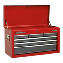 Sealey AP2201BB 6 Drawer Topchest with Ball-Bearing Slides - Red/Grey