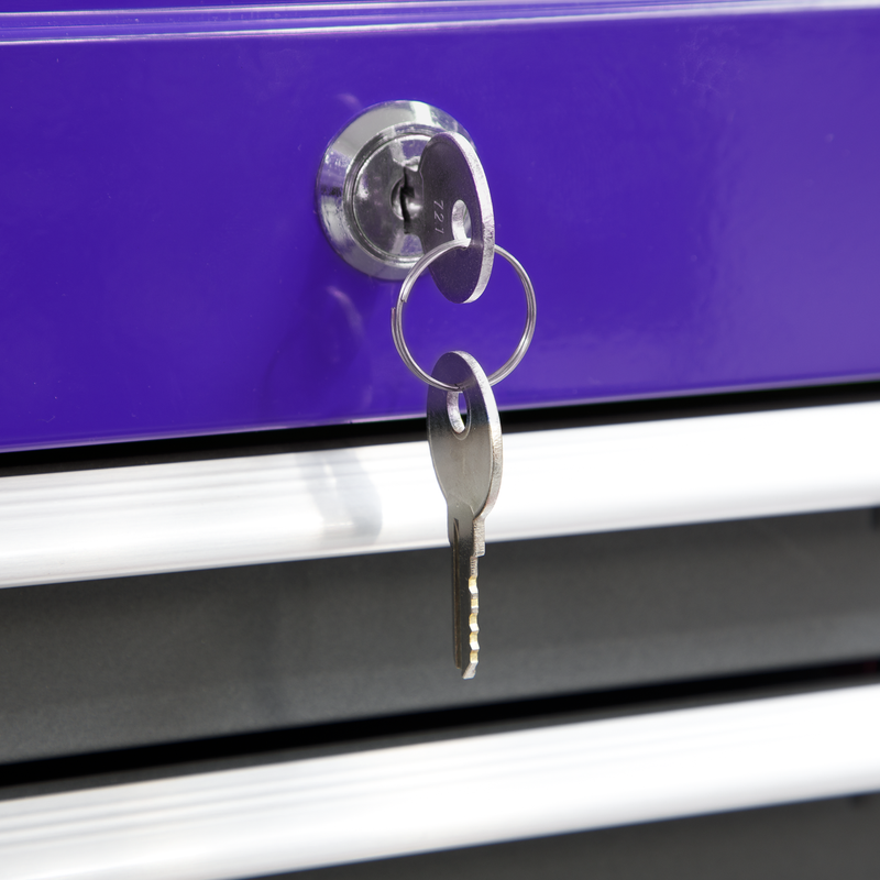 Sealey AP22309BBCP 3 Drawer Mid-Box with Ball-Bearing Slides - Purple/Grey