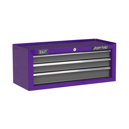 Sealey AP22309BBCP 3 Drawer Mid-Box with Ball-Bearing Slides - Purple/Grey