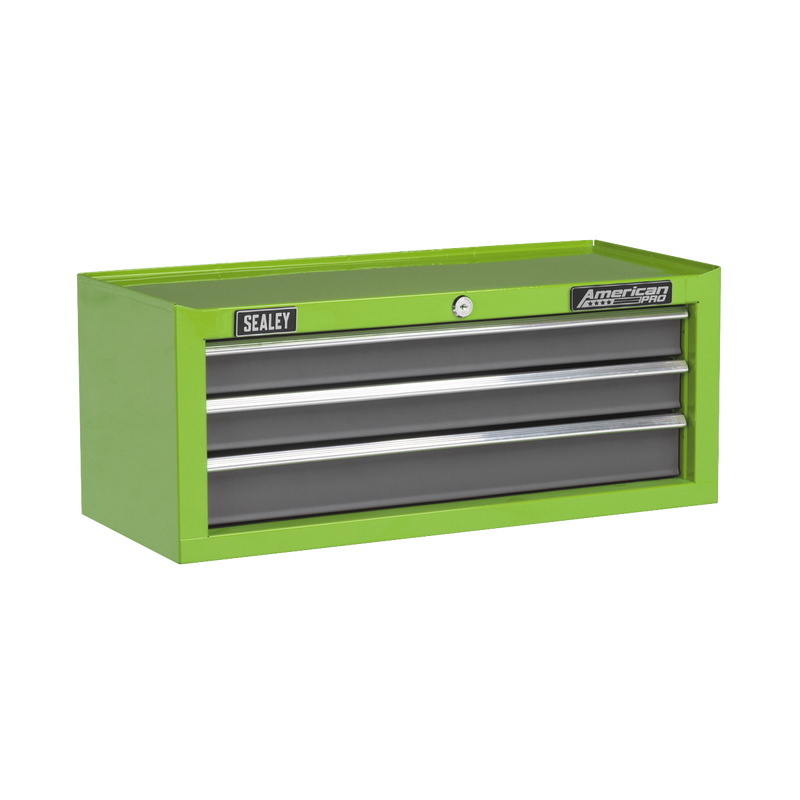 Sealey AP2200BBHVSTACK 9 Drawer Topchest, Mid-Box & Rollcab Stack - Hi-Vis Green
