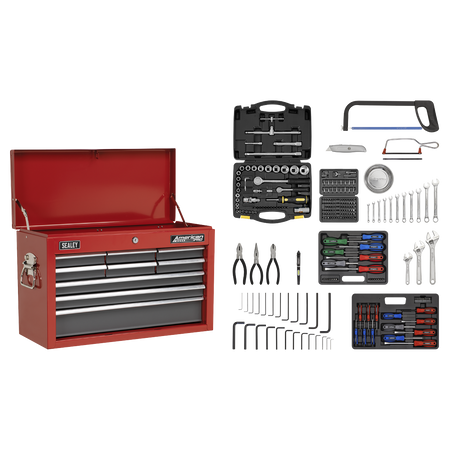 Sealey AP22509BBCOMB 9 Drawer Topchest with Ball-Bearing Slides & 205pc Tool Kit