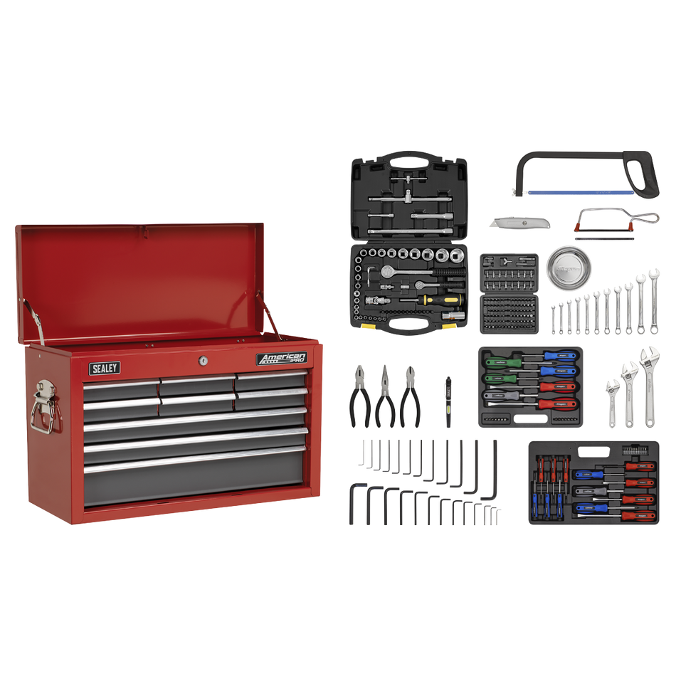 Sealey AP22509BBCOMB 9 Drawer Topchest with Ball-Bearing Slides & 205pc Tool Kit