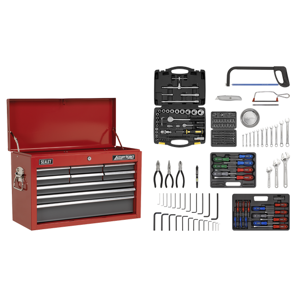 Sealey AP22509BBCOMB 9 Drawer Topchest with Ball-Bearing Slides & 205pc Tool Kit