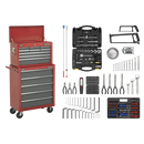 Sealey AP2250BBCOMBO 14 Drawer Topchest & Rollcab Combination with Ball-Bearing Slides & 239pc Tool Kit
