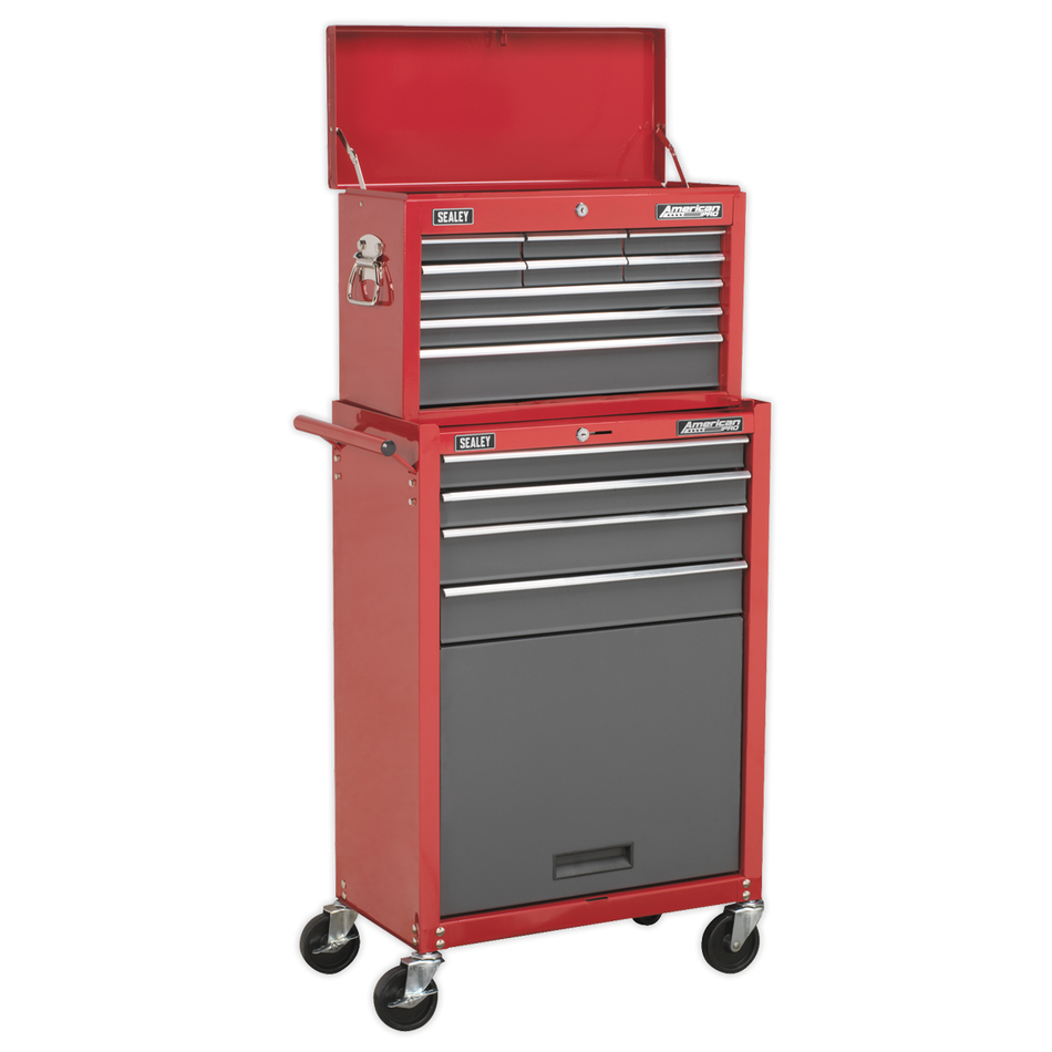 Sealey AP22513BB 13 Drawer Topchest & Rollcab Combination with Ball-Bearing Slides - Red/Grey