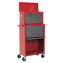Sealey AP22513BB 13 Drawer Topchest & Rollcab Combination with Ball-Bearing Slides - Red/Grey